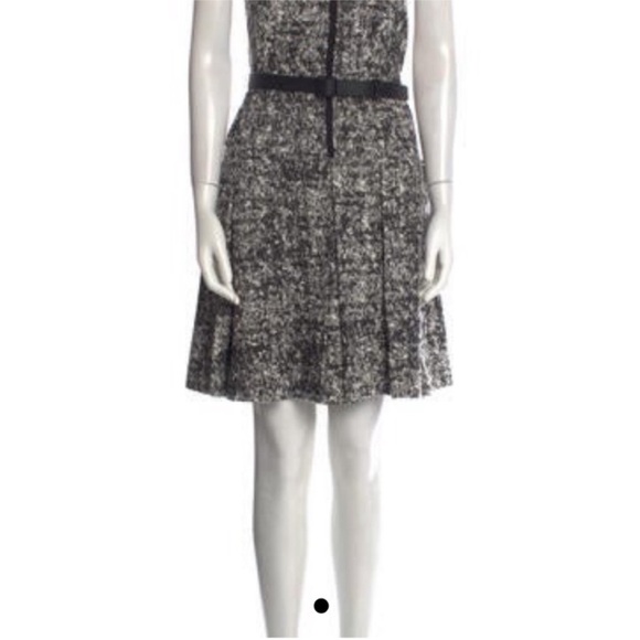 Proenza Schouler Black White Boucle Scoop Neck Sleeveless Belted Dress 8 - Picture 4 of 5